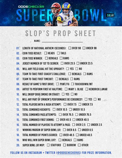 Super Bowl Prop Sheet 2024: Free Printable PDF Props List for Party.